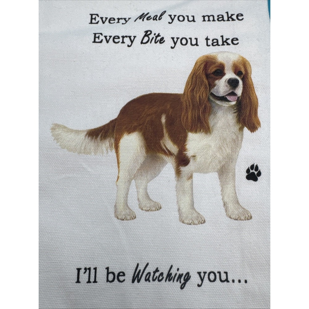 King Charles Cavalier Dog Kitchen Towel Tea Dishtowel Humorous Gift Dog Lover